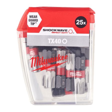 Set 25 biti de impact TX40x25mm Milwaukee SHOCKWAVE