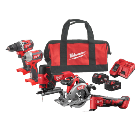 Set 5 scule cu 2 acumulatori Milwaukee M18 FPP5K-502B